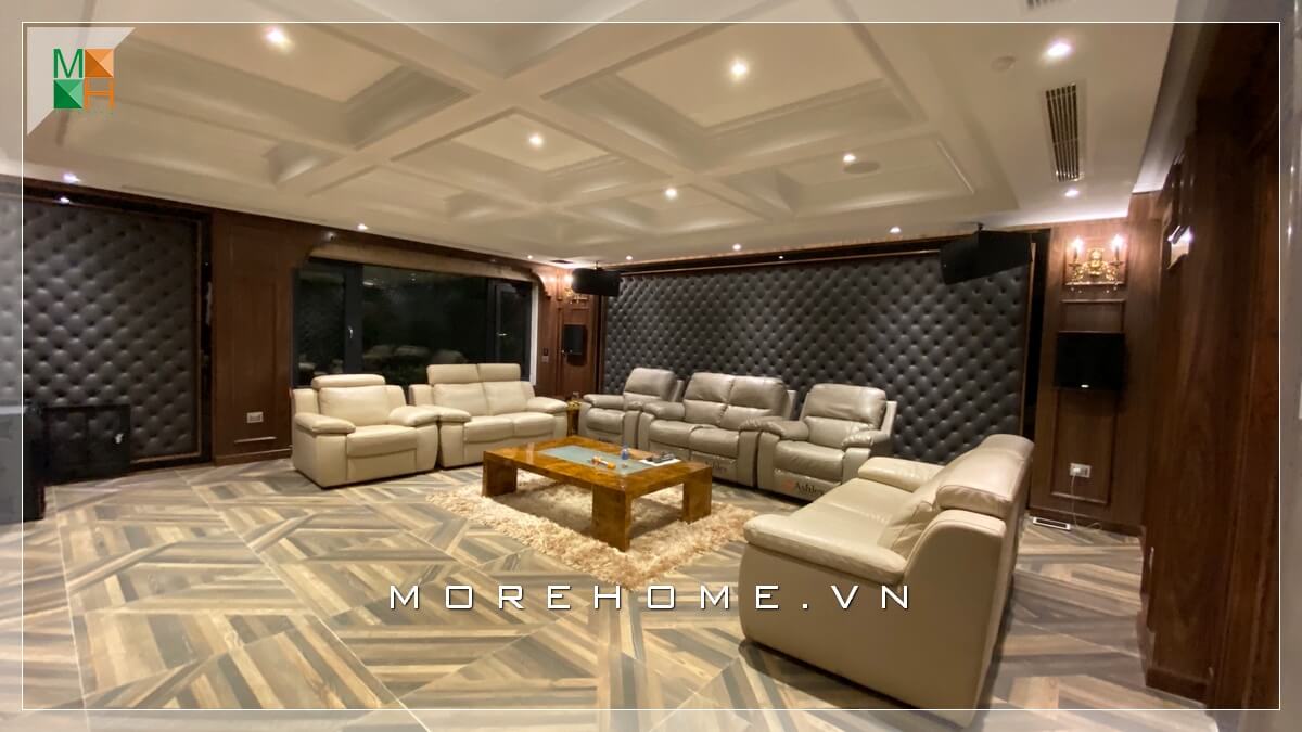 Thi công nội thất biệt thự GreenBay phong cách tân cổ điển gỗ óc chó