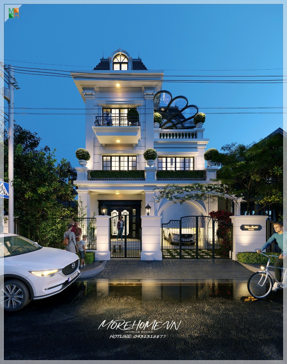 Thiết kế biệt thự 3 tầng kiểu Pháp