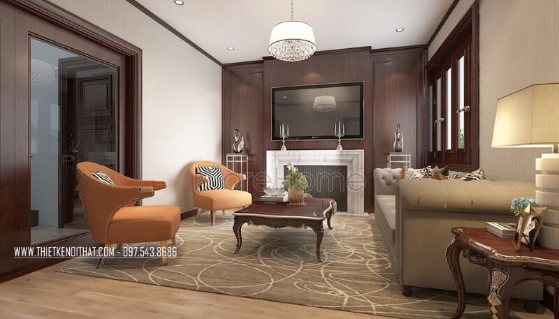 Mẫu thiết kế nội thất biệt thự tân cổ điển nhẹ nhàng và ấn tượng tại Bắc Ninh thiết kế biệt thự