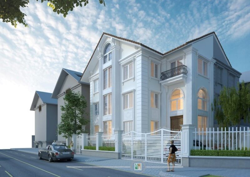 Thiết kế kiến trúc biệt thự Euroland mái thái tân cổ điển tại quận Hà Đông, Hà Nội thiết kế biệt thự