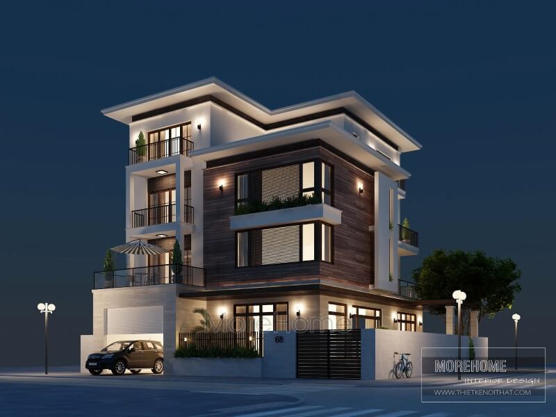 Công trình thiết kế kiến trúc biệt thự hiện đại 4 tầng đẹp cao cấp tại Nam Định thiết kế biệt thự