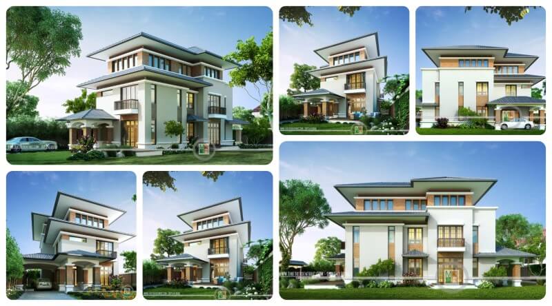 Công trình thiết kế biệt thự đơn lập mái thái kiến trúc hiện đại đẹp thiết kế biệt thự