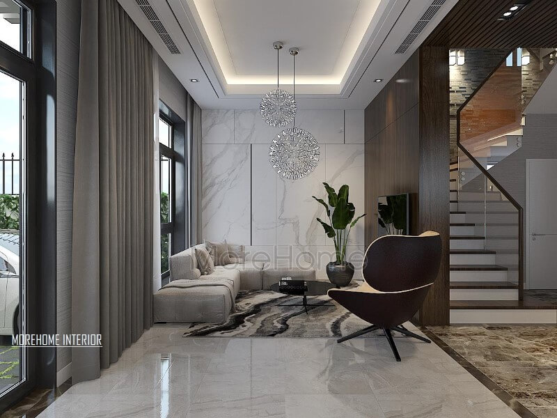 Thiết kế nội thất phòng khách biệt thự đẹp tại Xuân Phương, Hà Nội. thiết kế biệt thự