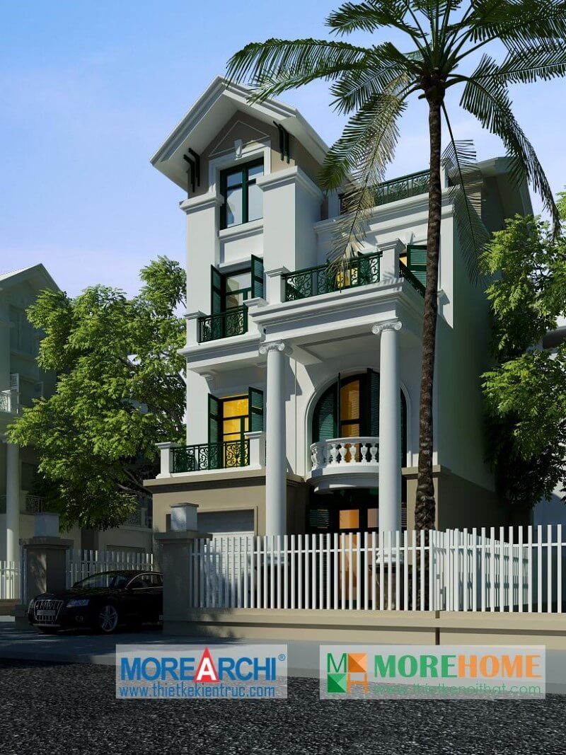 Côn trình thiết kế kiến trúc nhà biệt thự mái thái hiện đại tại Mỹ Đình Hà Nội thiết kế biệt thự