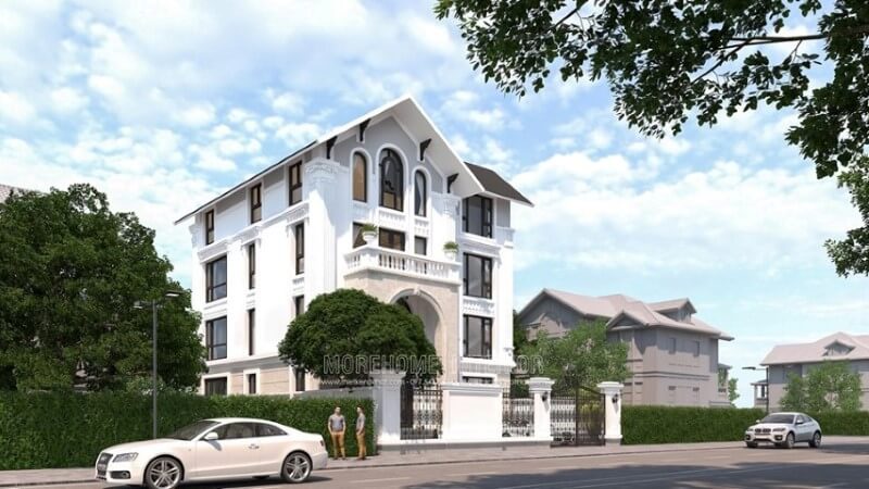 Thiết kế kiến trúc nhà biệt thự 4 tầng tại Hải Phòng phong cách tân cổ điển đẹp, cao cấp, sang trọng Thiết kế kiến trúc, thiết kế nội thất biệt thự tân cổ điển