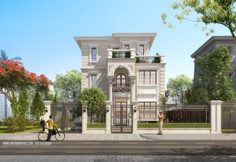 Công trình thiết kế biệt thự Splendora An Khánh kiến trúc tân cổ điển đẹp cao cấp tại huyện Hoài Đức Hà Nội Thiết kế kiến trúc, thiết kế nội thất biệt thự tân cổ điển
