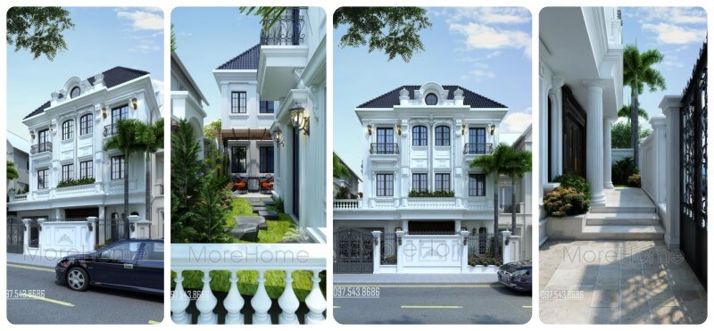 Mẫu thiết kế kiến trúc biệt thự đơn lập tân cổ điển sang trọng tại Hà Nội Thiết kế kiến trúc, thiết kế nội thất biệt thự tân cổ điển