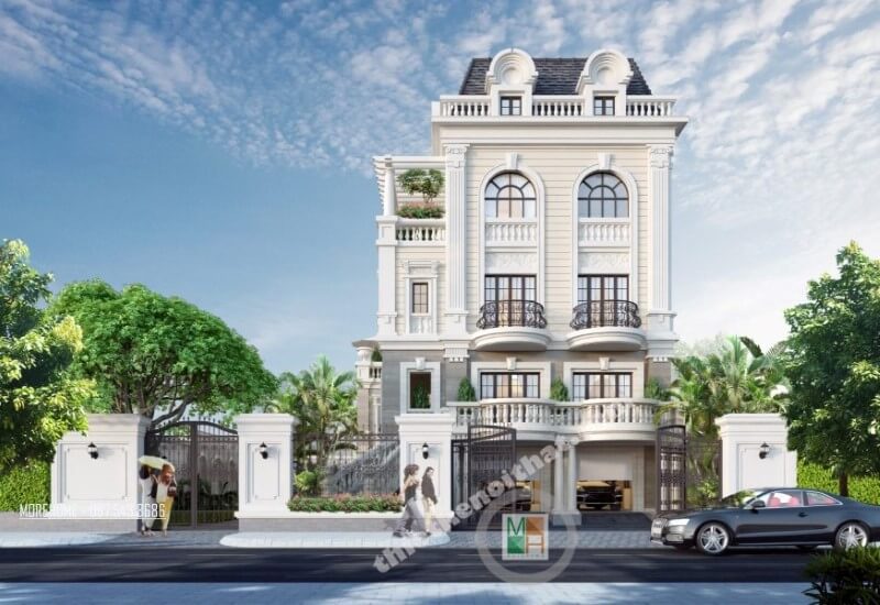Mẫu thiết kế kiến trúc biệt thự tân cổ điển đẹp đẳng cấp tại Nghệ An Thiết kế kiến trúc, thiết kế nội thất biệt thự tân cổ điển