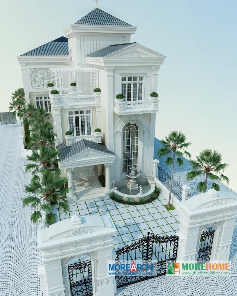 Thiết kế kiến trúc tân cổ điển cho biệt thự sang trọng tại An Giang Thiết kế kiến trúc, thiết kế nội thất biệt thự tân cổ điển