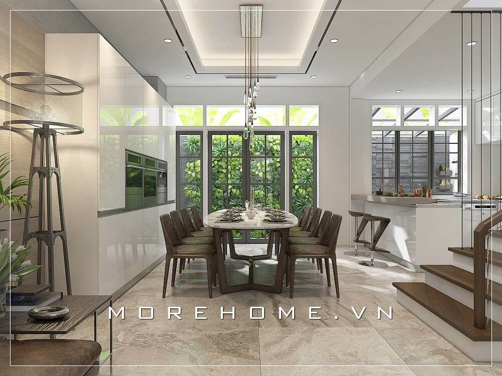 Thiết kế nội thất phòng ăn biệt thự hiện đại, sang trọng và ấm cúng