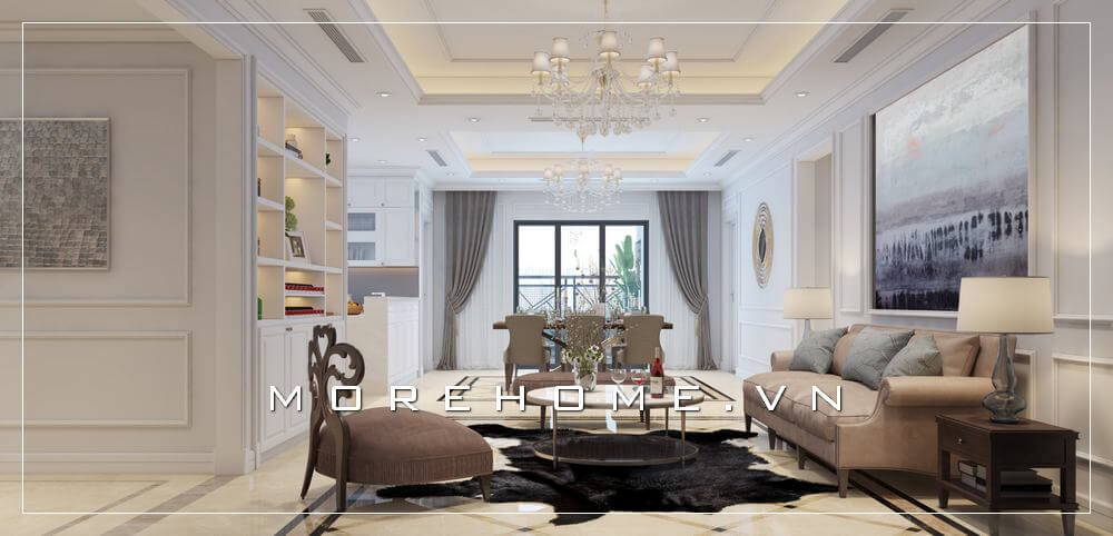 Thiết kế nội thất phòng khách biệt thự phong cách tân cổ điển sang trọng và đẳng cấp Thiết kế biệt thự