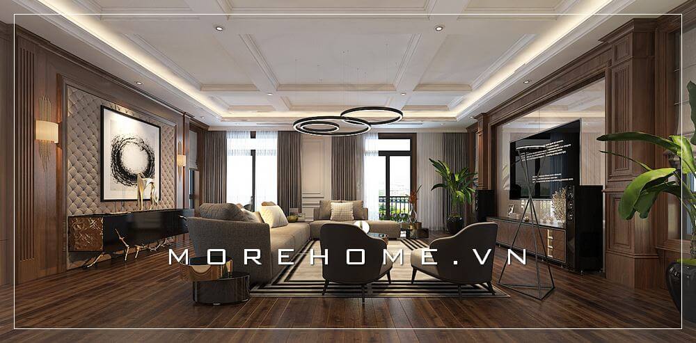 Một không gian phòng khách mơ ước, tiện nghi với mẫu thiết kế phòng khách biệt thự cao cấp, nội thất hiện đại được sắp xếp khoa học, hợp lí Thiết kế biệt thự