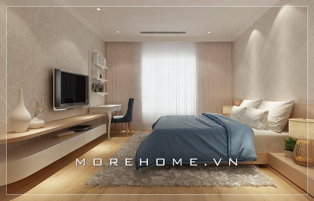 Mẫu phòng ngủ hiện đại và tinh tế với gam màu nhẹ nhàng là gợi ý không tồi cho các cặp vợ chồng trẻ hay vợ chồng mới cưới Thiết kế biệt thự