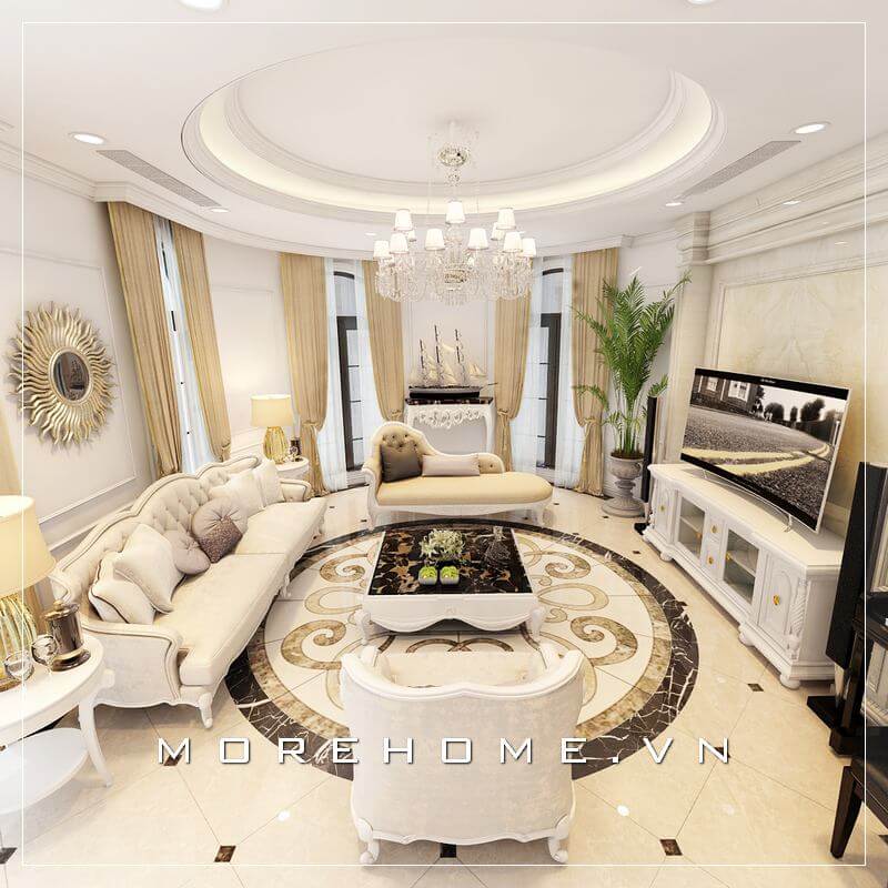 Trang trí nội thất phòng khách biệt thự cao cấp phong cách tân cổ điển sang trọng và đẳng cấp Thiết kế biệt thự