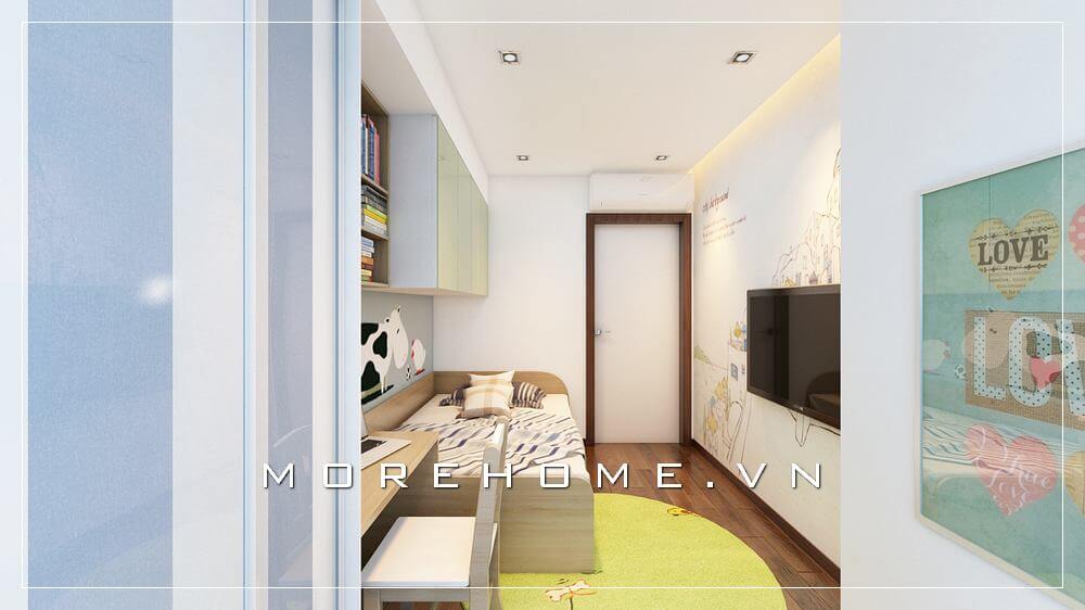Thiết kế nội thất phòng ngủ nhỏ nhà phố dành cho bé trai đầy ấn tượng, chi tiết hoạt hình kết hợp sắc xanh tươi mới đúng với sở thích của trẻ Thiết kế biệt thự