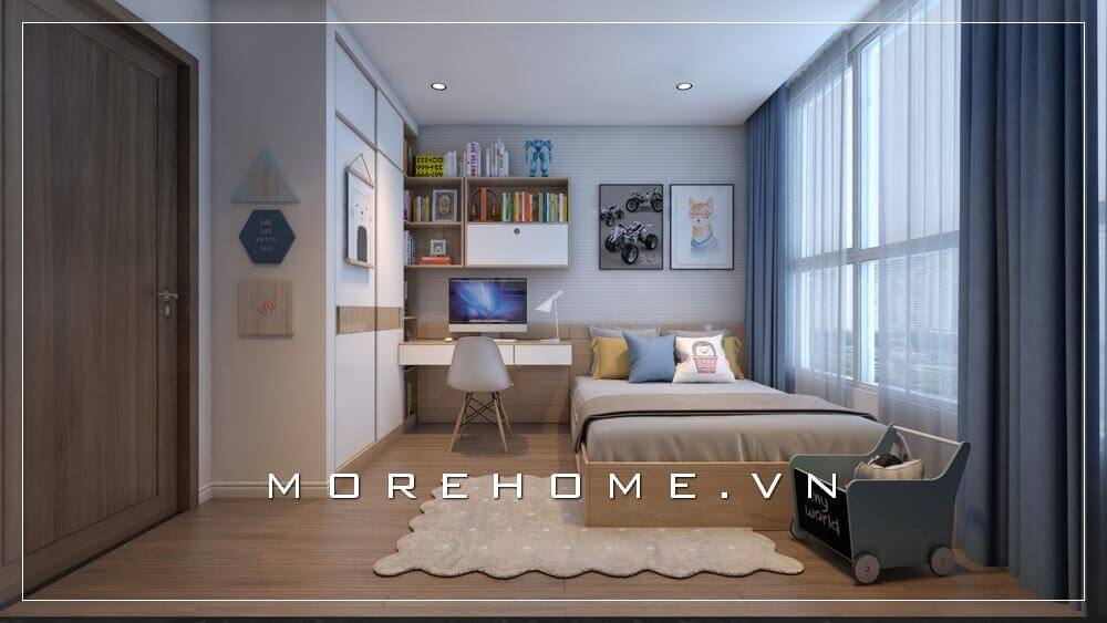 Mẫu thiết kế phòng ngủ bé trai hiện đại và tiện nghi với nội thất gỗ công nghiệp cao cấp, chất lượng Thiết kế biệt thự
