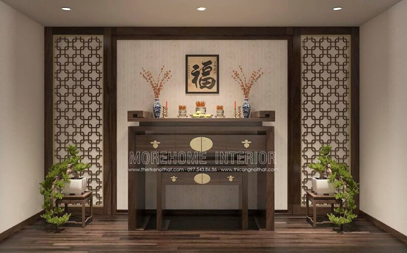 Tủ thờ gỗ tự nhiên cao cấp đẹp, sang trọng cho phòng thờ. Thiết kế nội thất