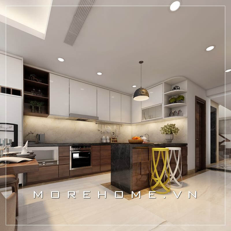 Thiết kế nội thất phòng bếp biệt thự phong cách hiện đại, trẻ trung và tiện nghi Thiết kế biệt thự