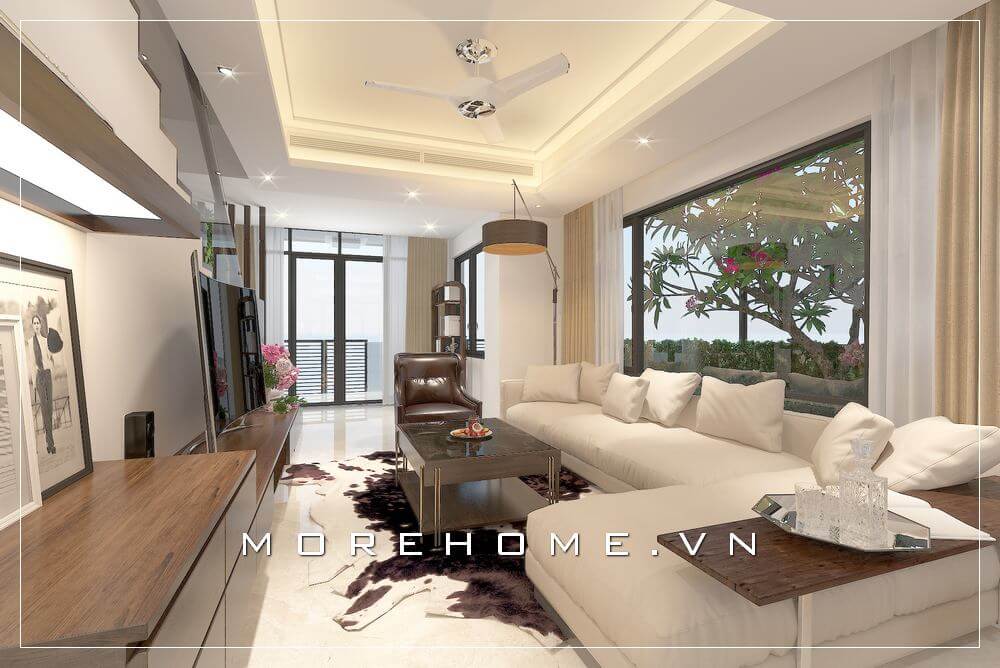 Thiết kế hiện đại tạo vẻ đẹp độc đáo cho biệt thự màu trắng. Thiết kế biệt thự