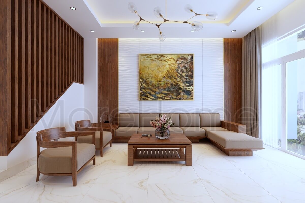 Thiết kế nội thất gỗ đẹp hiện đại cho nhà phố phong cách kiến trúc Nhật Bản hiện đại và tinh tế Ấn tượng với các mẫu thiết kế phòng khách biệt thự, nhà phố đẹp