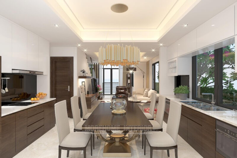 Thiết kế tủ bếp hiện đại tại biệt thự Vinhomes Thăng Long Hà Nội Thiết kế phòng bếp, tủ bếp đẹp