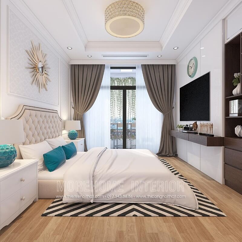 Giường ngủ chung cư tân cổ điển Giường ngủ chung cư tân cổ điển