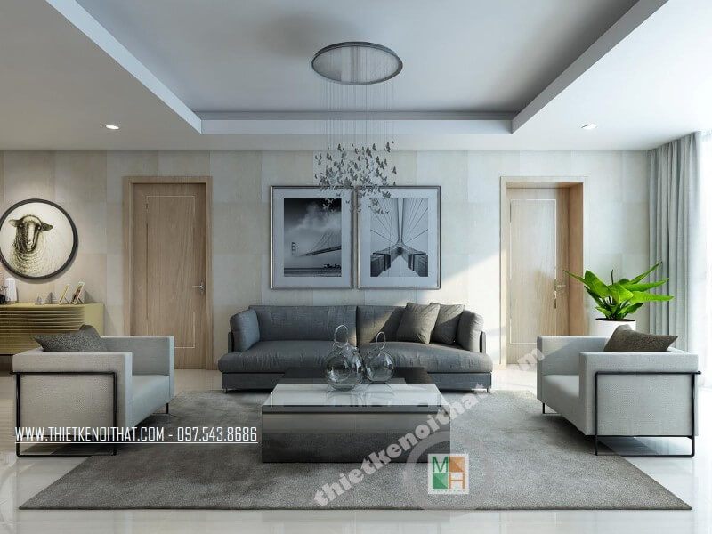 Bàn trà phòng khách vuông sử dụng gỗ công nghiệp tráng giương màu trắng mang đến vẻ đẹp sang trọng, tinh tế