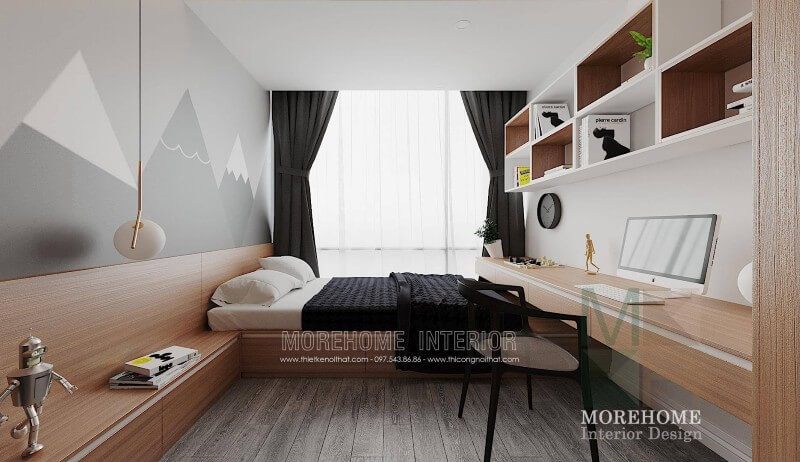 Thiết kế nội thất phòng ngủ phụ chung cư cao cấp