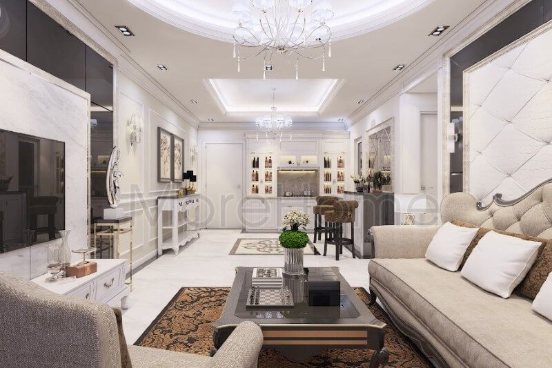 Kệ ti vi gỗ tự nhiên được kiến trúc sư thiết kế mang đặc trưng của phong cách tân cổ điển độc đáo