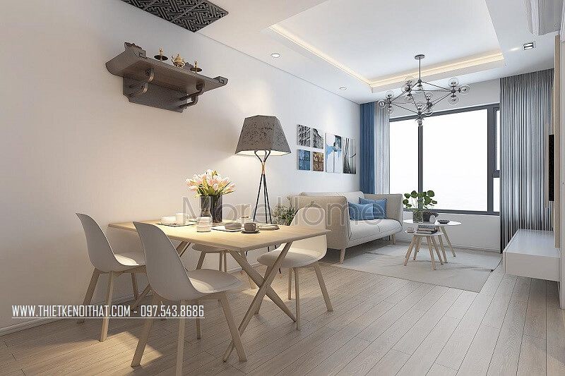 Mẫu bàn thờ hiện đại với thiết kế nhỏ gọn, chắc chắn được đóng tại xưởng gỗ nội thất MoreHome