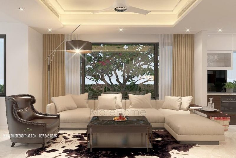 Mẫu bàn trà gỗ mặt kính hiện đại đơn giản thể hiện sự tiện nghi và sang trọng