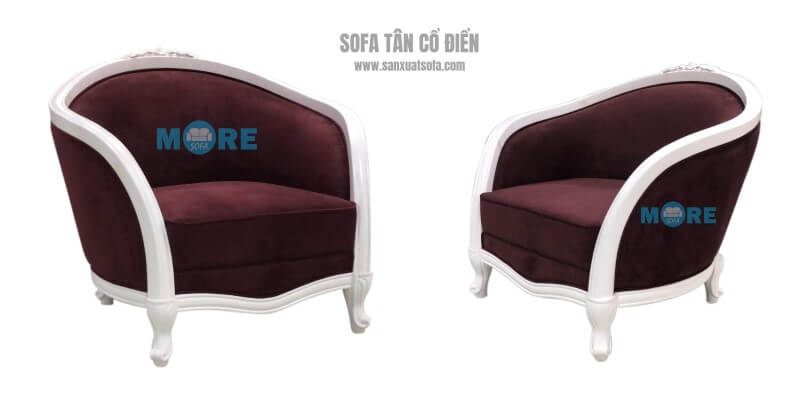 Thiết kế, sản xuất sofa đơn tân cổ điển MS-013 gỗ tự nhiên Tần bì, bọc nỉ cao cấp nhập khẩu màu nâu đẹp cho phòng khách chung cư, biệt thự