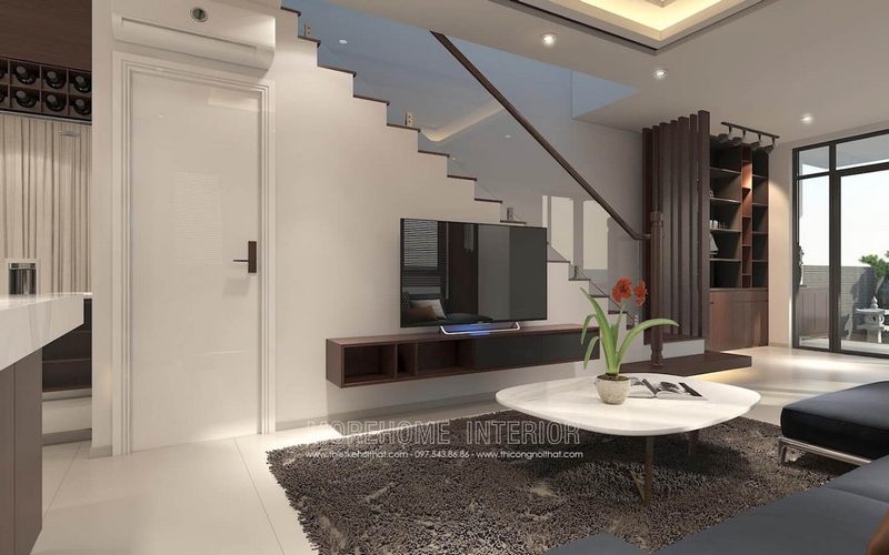 Cửa gỗ Acrylic trắng bóng An Cường cho không gian phòng khách sang trọng, đẳng cấp MH07
