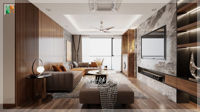 Bàn trà hình tròn trong phòng khách là một yếu tố để cộng thêm giá trị thẩm mỹ và sự ân cần cho không gian tổ ấm của gia đình.