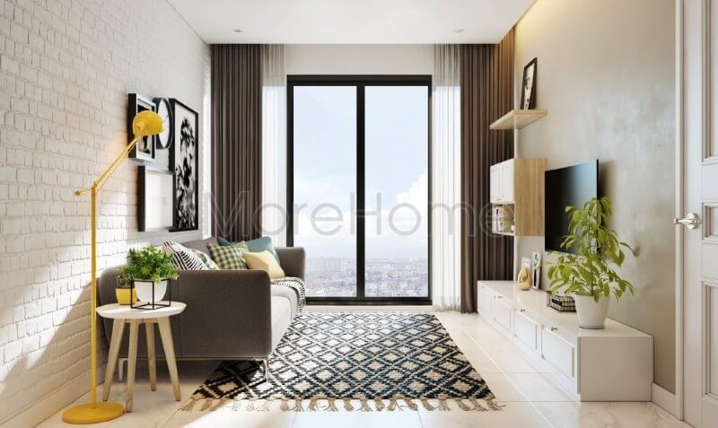 . Hai gam màu chủ đạo trắng và đen được kết hợp cẩn thận, tạo nên một không gian phòng khách đầy sang trọng, tinh tế và lại có được nét tính cách của chủ nhân của căn hộ chung cư.